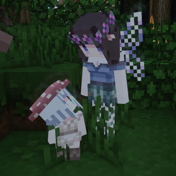 Fairy and baby mushroom (dark forest)