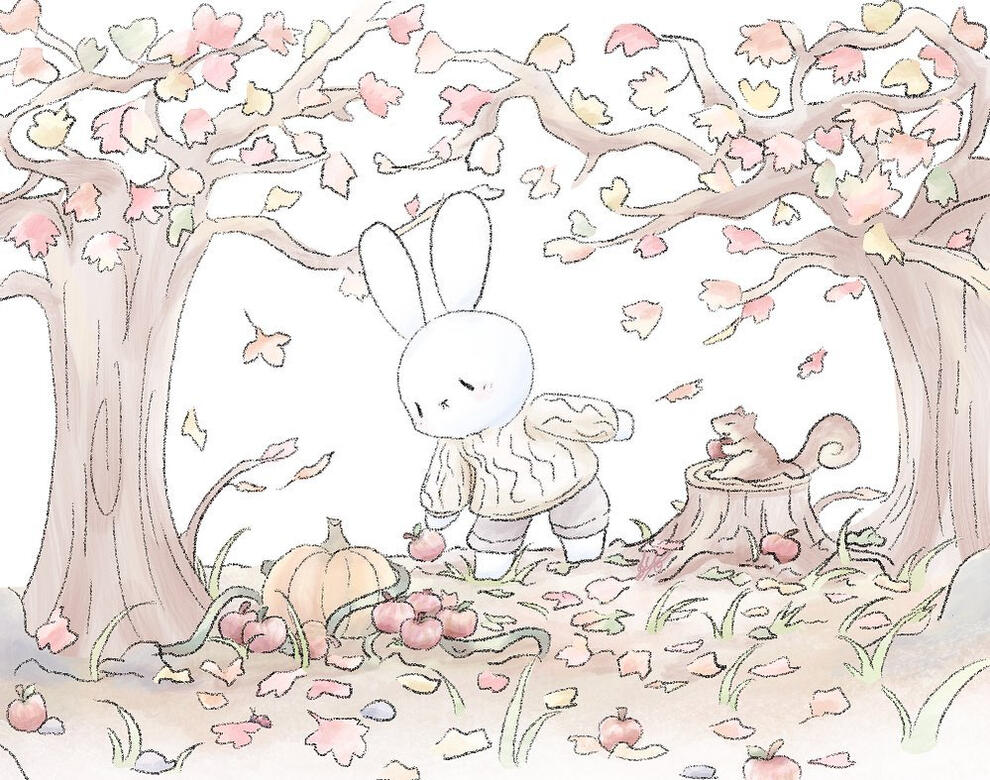 Fall Apple Picking Squirrel Pumpkin